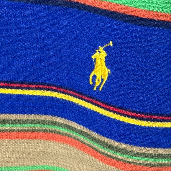 Polo Ralph Lauren Size XXL Multicolor Striped Polo Blue Green Textured Yellow 2X - Picture 3 of 7